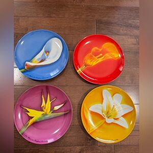 Givenchy Paris 8 1/4” Porcelain Dessert Plates Floral Set Of 4